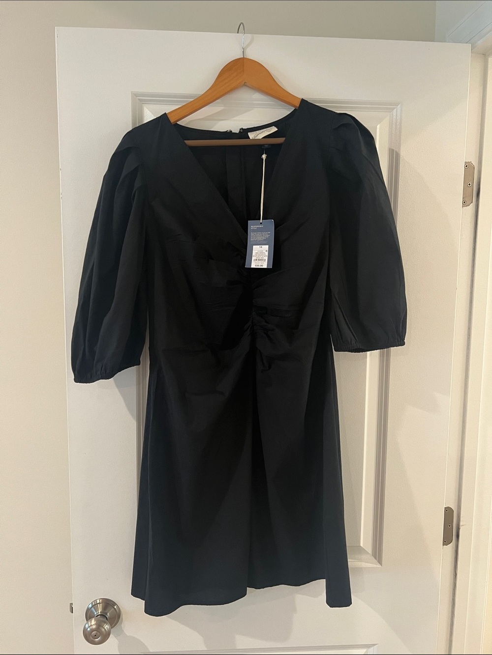 Target Black V-Neck Puff Sleeve Midi Dress